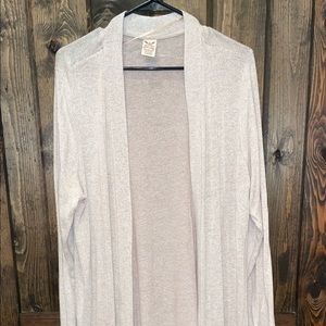 Long tshirt material cardigan sweater
